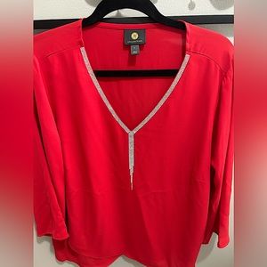 NWOT-Red Diamond Embellished Top